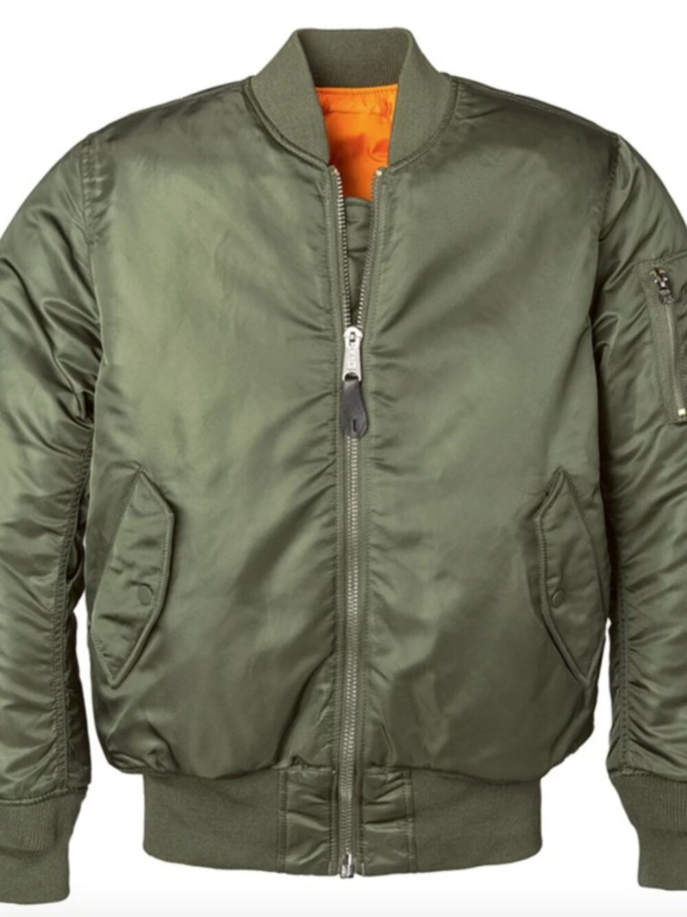 Vintage Alpha Industries Aviation Green Bomber Jacket w Orange Lining medium